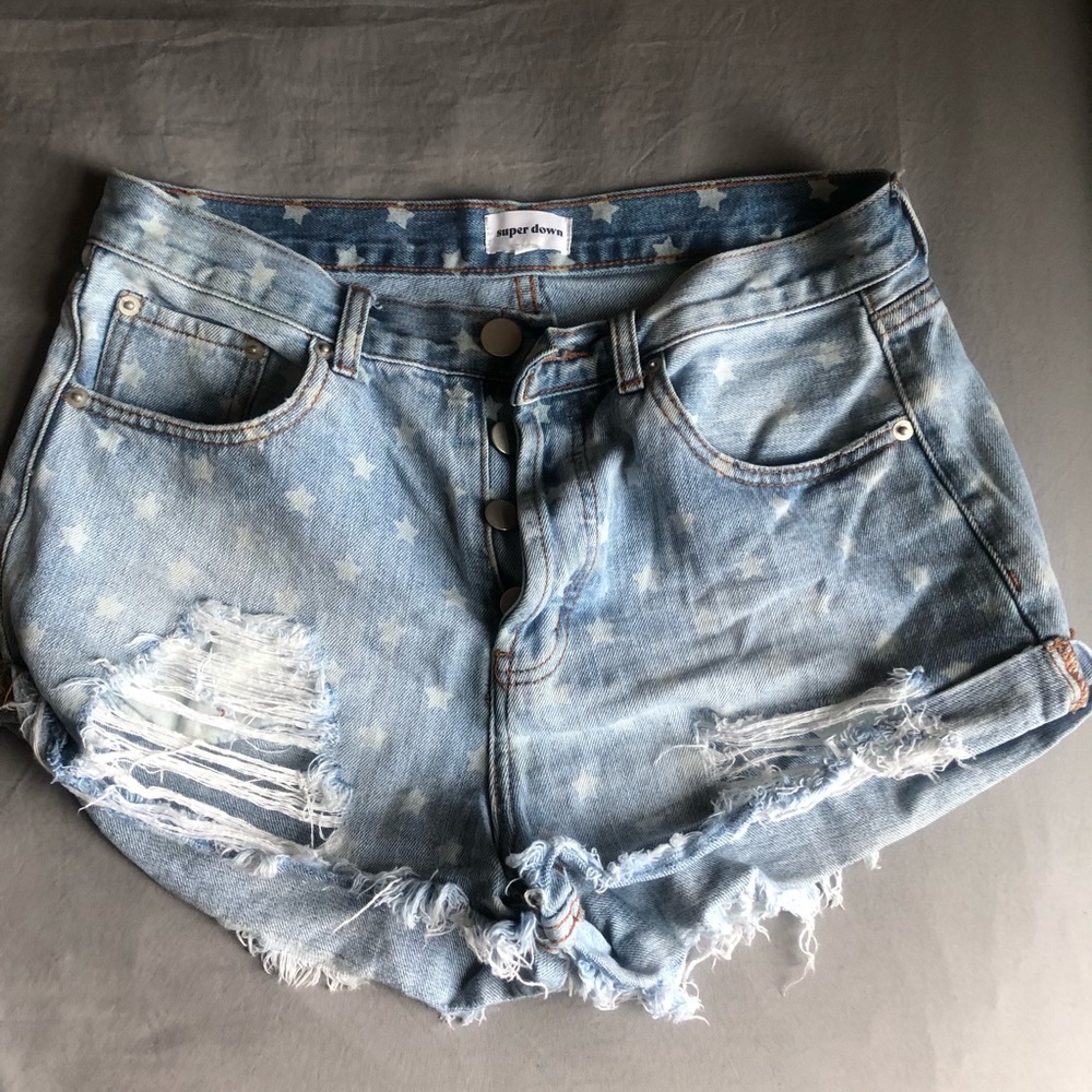 Super down denim shorts